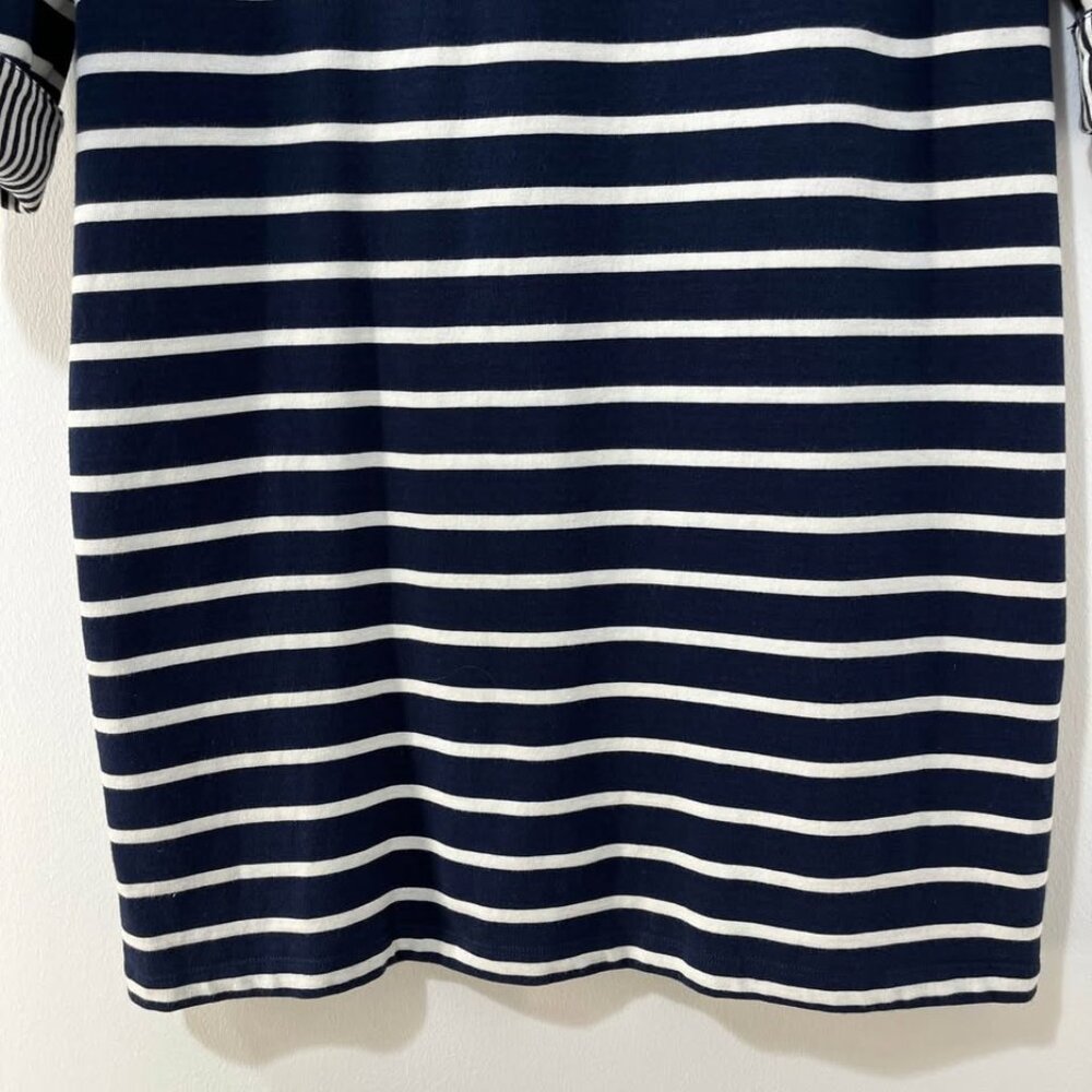 Boden Navy Striped 3/4 Sleeve Breton Dress | Coastal Preppy French Girl [size S] - Picture 6 of 9